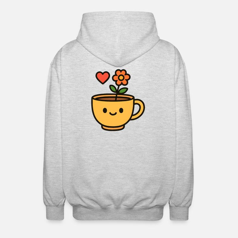 Tasse de fleurs Tasse souriante - Veste à capuche unisexe - gris clair chiné