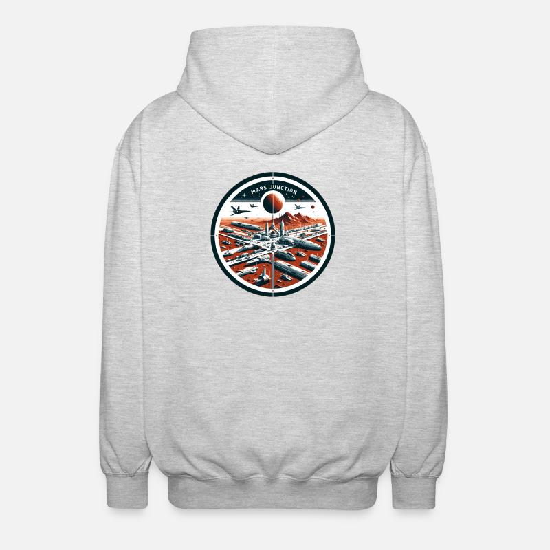 Mars Junction Raumhafen Patch - Unisex Kapuzenjacke - Hellgrau meliert