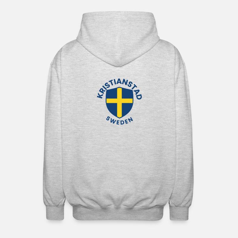 Bouclier Kristianstad avec Croix d’or - Veste à capuche unisexe - gris clair chiné