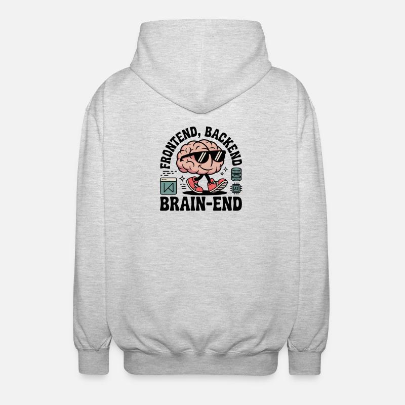 Frontend, Backend, Brain-End | Developer - Unisex Hooded Jacket - light heather grey