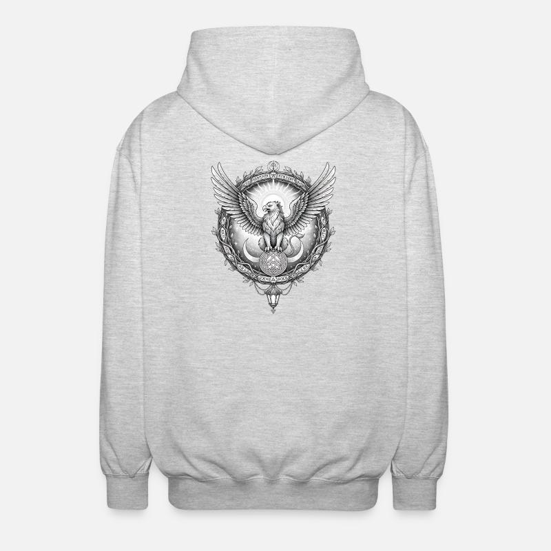 Cosmic Eagle with Rune Ring - Unisex Hooded Jacket - light heather grey