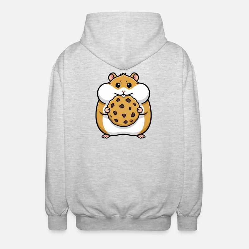 Dessin animé Hamster avec Cookie - Veste à capuche unisexe - gris clair chiné