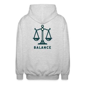 Balance Scale Illustration - Unisex Hooded Jacket - light heather grey - Back - AI Model Male 185 light (185cm)