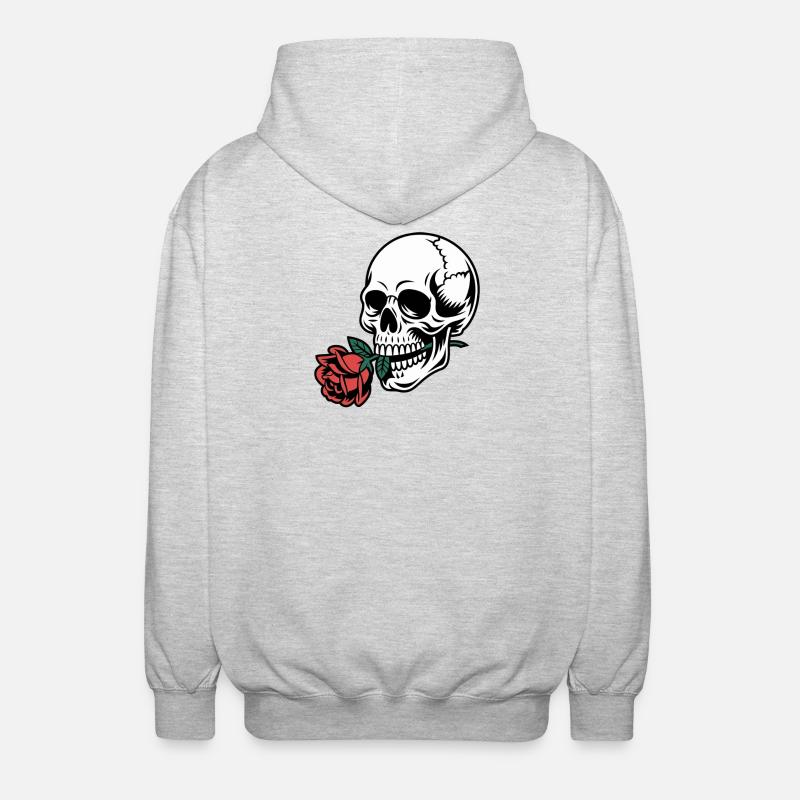 Rockabilly Skull – Rose Statement Gothic Love - Unisex Kapuzenjacke - Hellgrau meliert