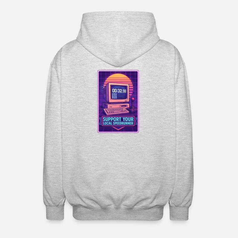 Speedrunner supporten | Retro Gaming Timer - Unisex Kapuzenjacke - Hellgrau meliert