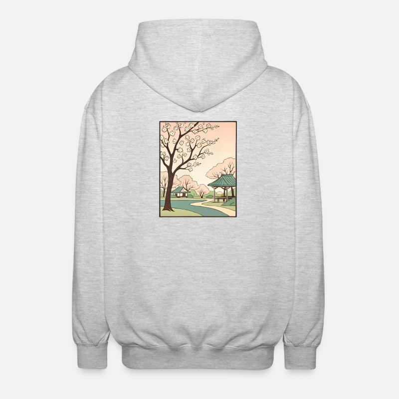 Fleurs traditionnelles de cerisier japonais - Veste à capuche unisexe - gris clair chiné