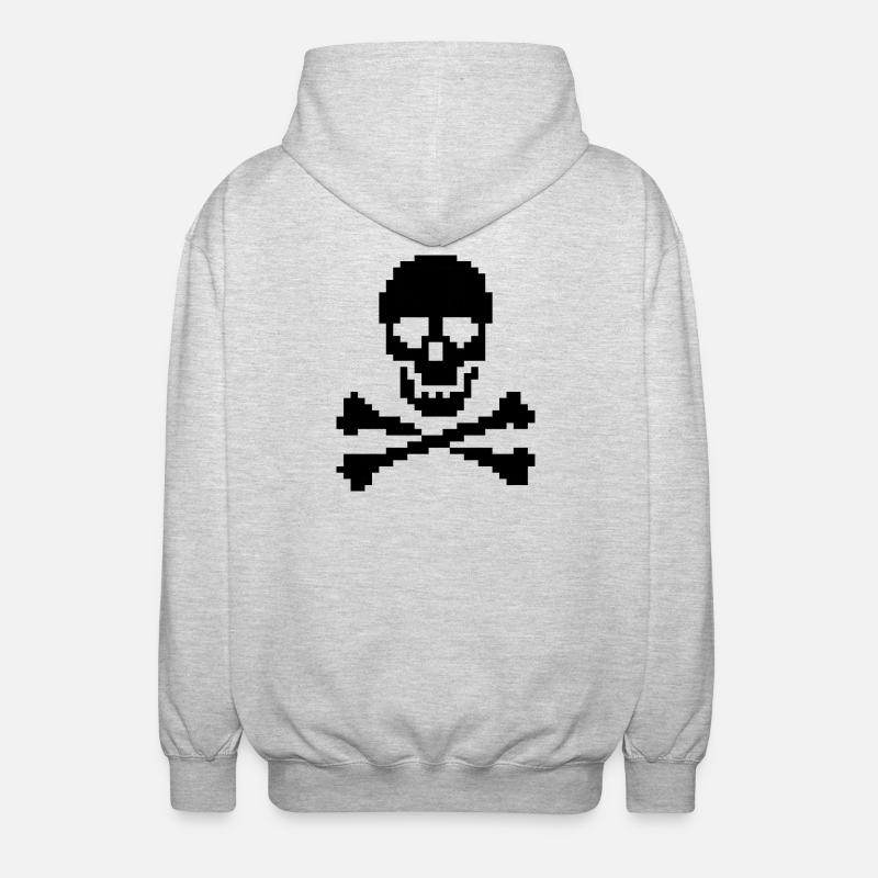 Pixel Skull Crossbones T-Shirt - Veste à capuche unisexe - gris clair chiné