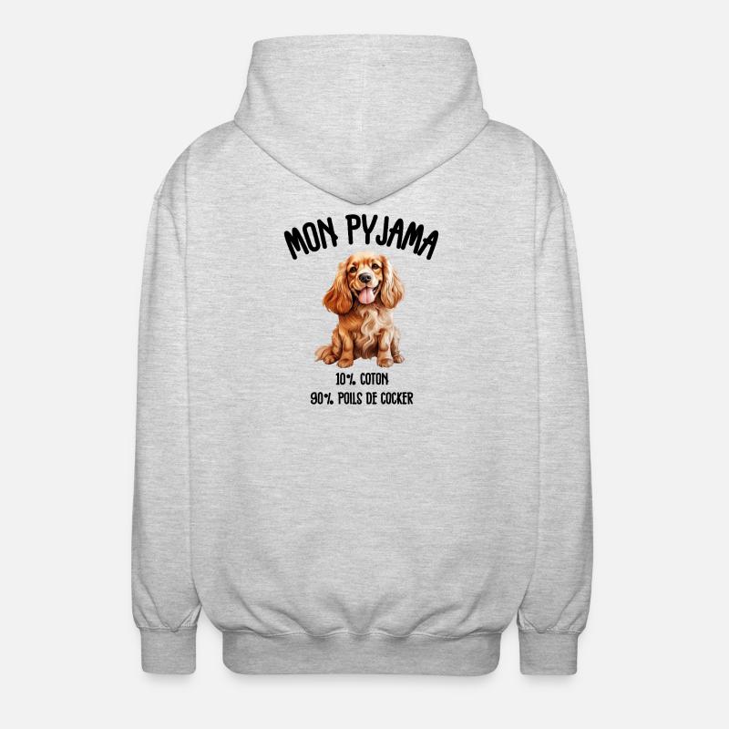 Funny Cocker Spaniel Dog Pajamas - Unisex Hooded Jacket - light heather grey