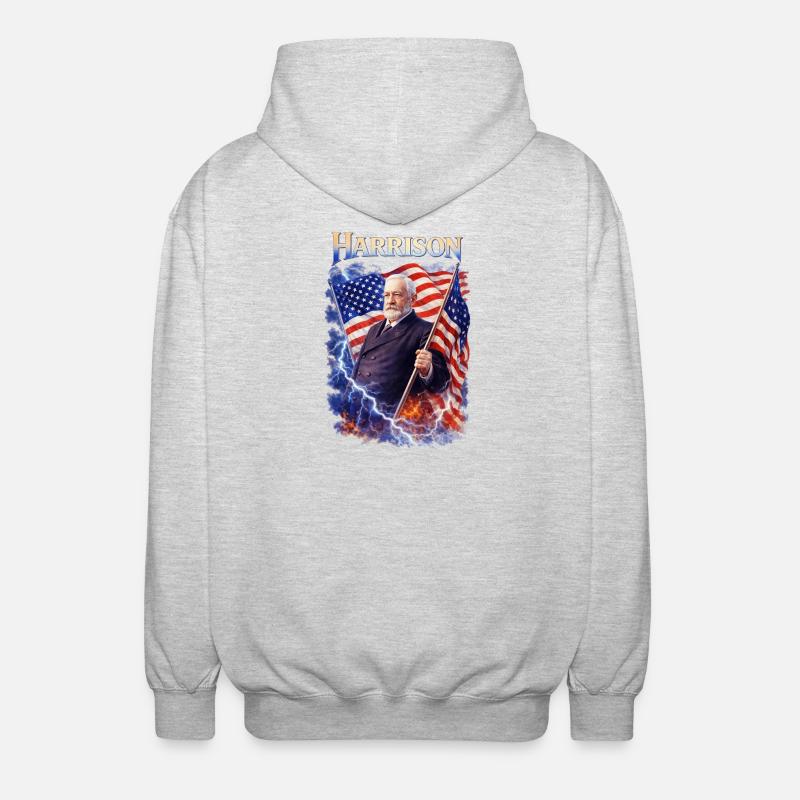 Harrison Patriot Thunder - Felpa unisex con cappuccio - grigio chiaro melange