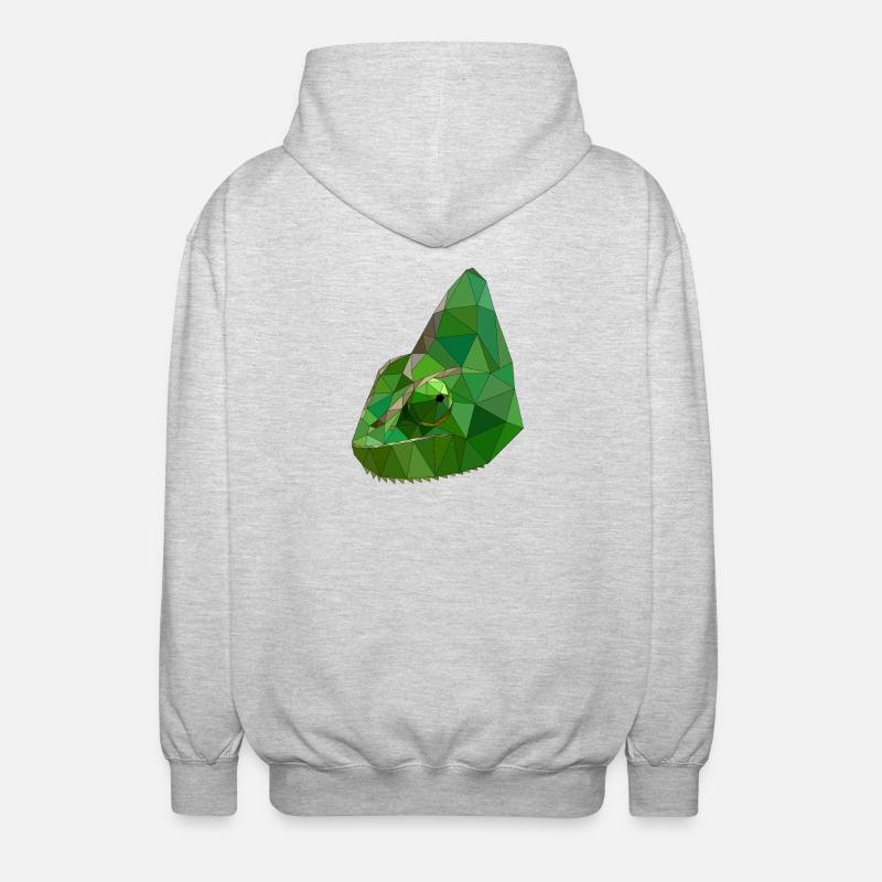 Low Poly Chameleon Geometric Art - Unisex Kapuzenjacke - Hellgrau meliert