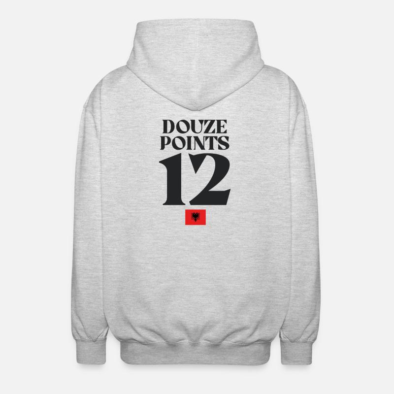 Doze Points 12 Drapeau albanais Eurovision - Veste à capuche unisexe - gris clair chiné