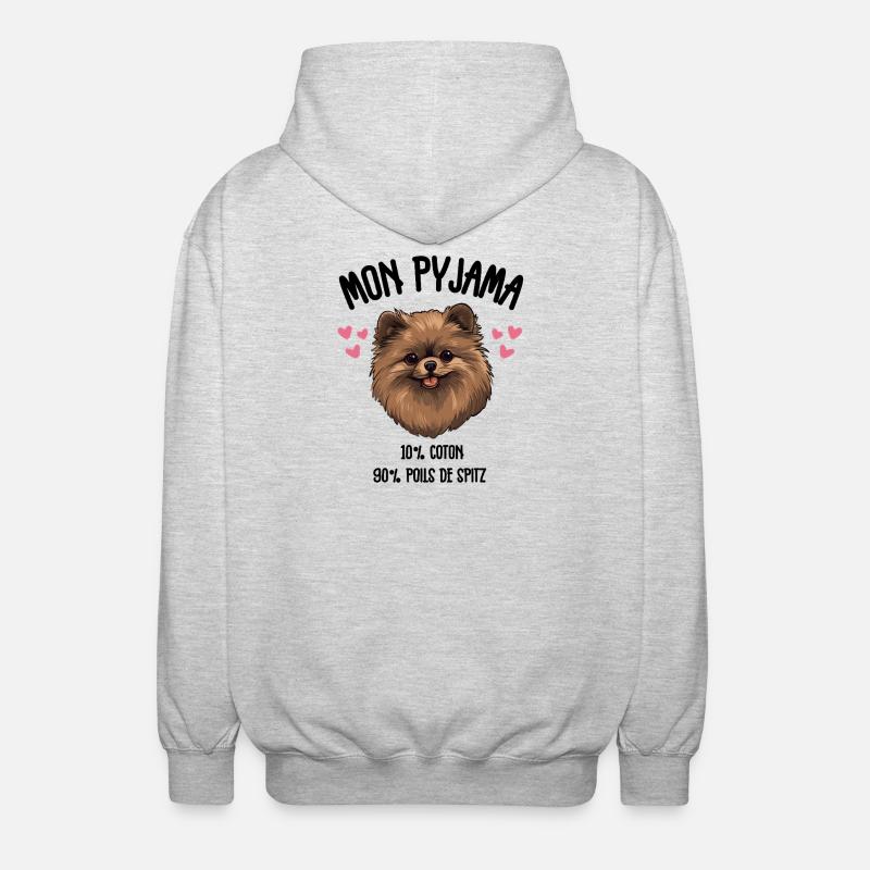 Lustige Pomeranian-Spitzhunde-Pyjamas - Unisex Kapuzenjacke - Hellgrau meliert