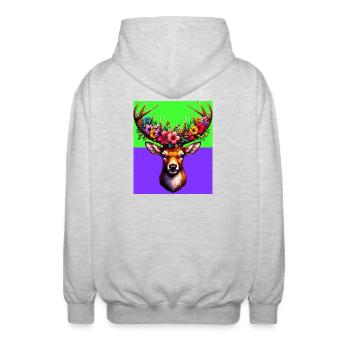 Deer - Unisex Hooded Jacket - light heather grey - Back - AI Model Male 185 light (185cm)