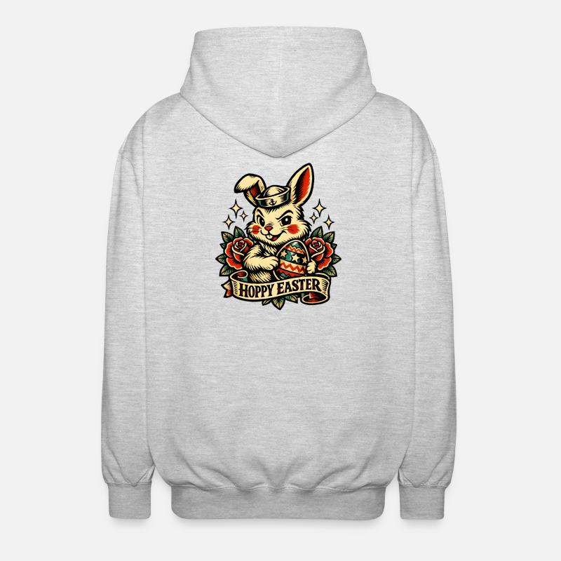 Bunny Bunny Spring Summer Easter Garden - Unisex Hooded Jacket - light heather grey