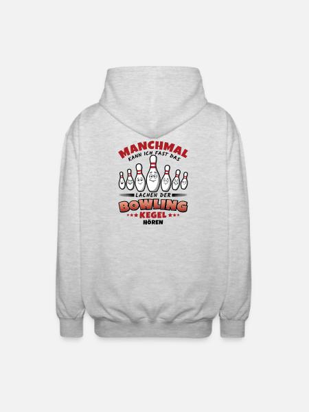 Bowling Lustiger Spruch – Lachende Kegel - Unisex Kapuzenjacke - Hellgrau meliert