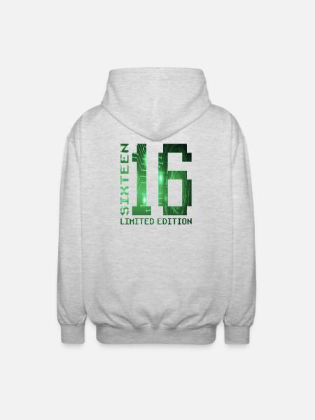 16th Birthday Limited Edition Pixel Gamer - Unisex Hooded Jacket - light heather grey