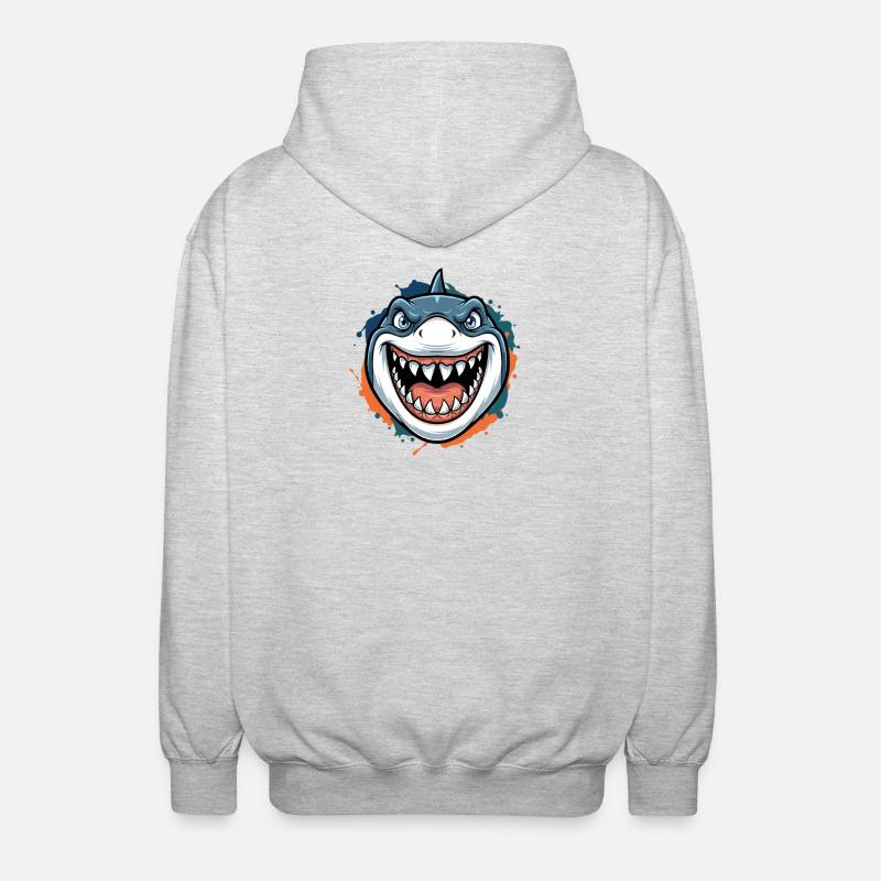 Dessin animé du requin souriant - Veste à capuche unisexe - gris clair chiné