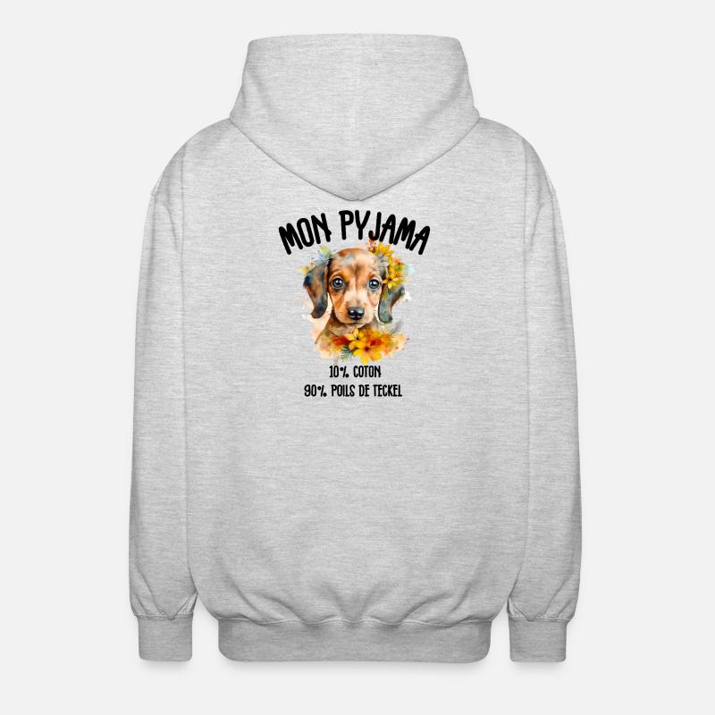 Dackelhund-Pyjama-Humor - Unisex Kapuzenjacke - Hellgrau meliert