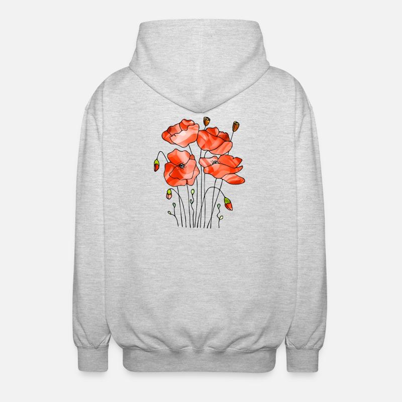 Blommor - Luvjacka unisex - ljusgråmelerad