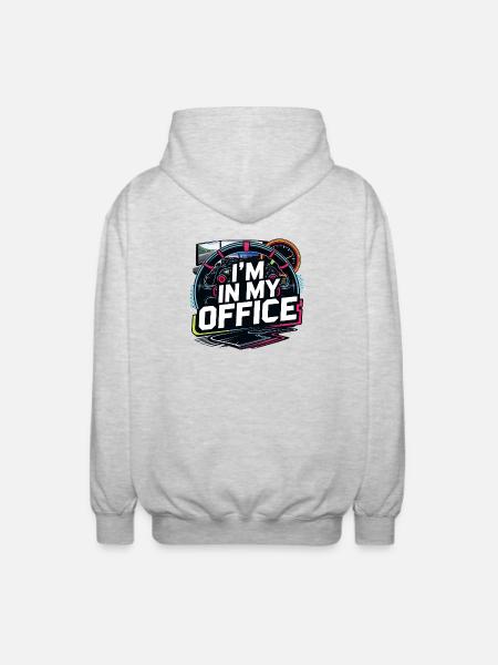 I'm in my office - Unisex Hooded Jacket - light heather grey