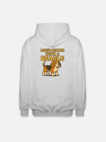 Beagle Life Better With A Beagle - Unisex Hooded Jacket - light heather grey
