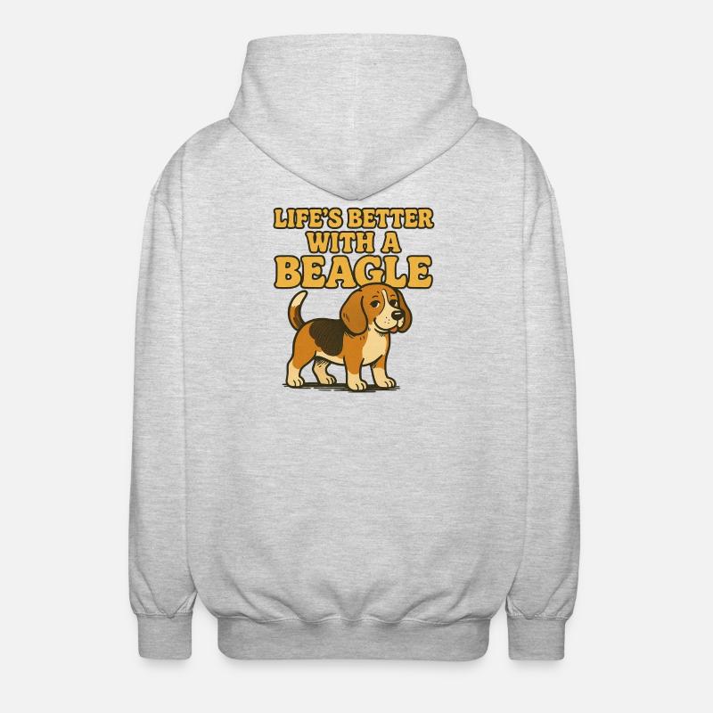 Beagle-Leben besser mit einem Beagle - Unisex Kapuzenjacke - Hellgrau meliert