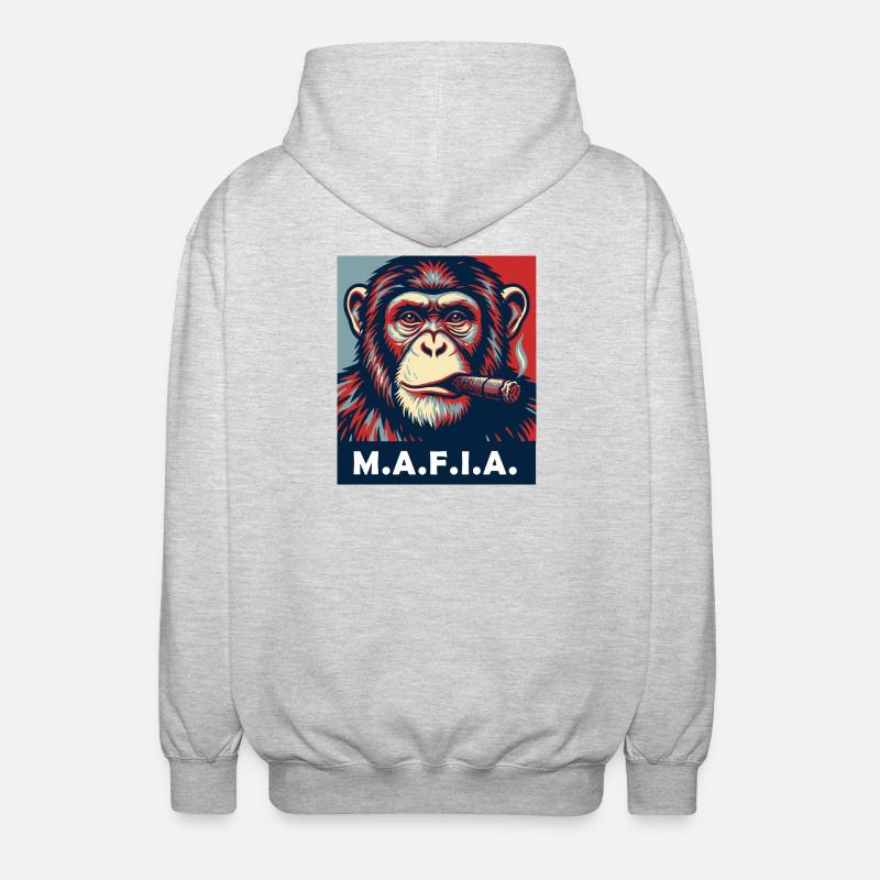 Pop-Art-Schimpanse mit Zigarre - Unisex Kapuzenjacke - Hellgrau meliert