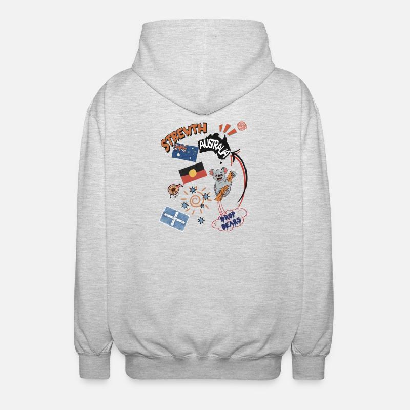 Australische Collage Strewth & Drop bears - Unisex Kapuzenjacke - Hellgrau meliert