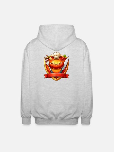 Grilled sausage on red plate sign - Unisex Hooded Jacket - light heather grey