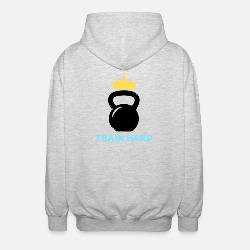 Entraînement à couronne avec kettlebell - Veste à capuche unisexe - gris clair chiné