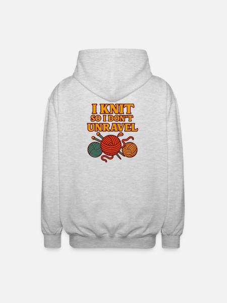 I Knit So I Don't Unravel - Unisex Hooded Jacket - light heather grey