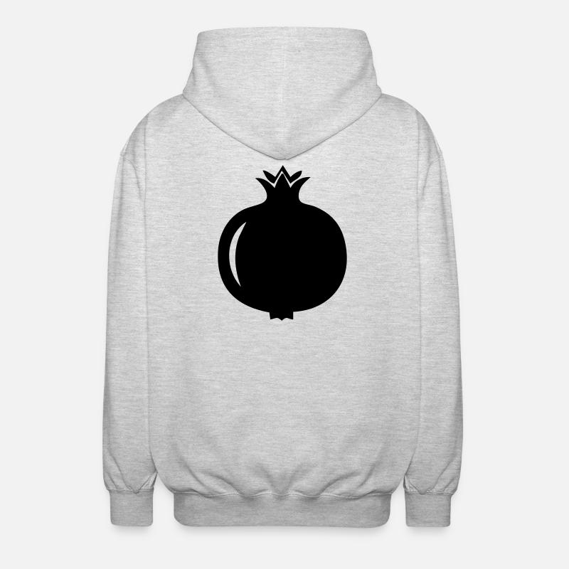 Pomegranate Silhouette – Exotic Fruit Design - Unisex Hooded Jacket - light heather grey