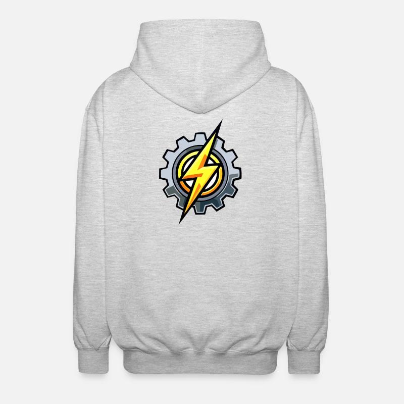 Zahnrad Blitz – Elektrotechnik & Mechanik - Unisex Kapuzenjacke - Hellgrau meliert