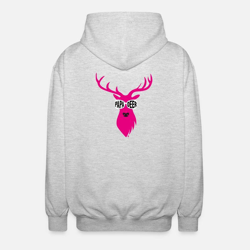 Dad Deer with Sunglasses - pink - Unisex Hooded Jacket - light heather grey