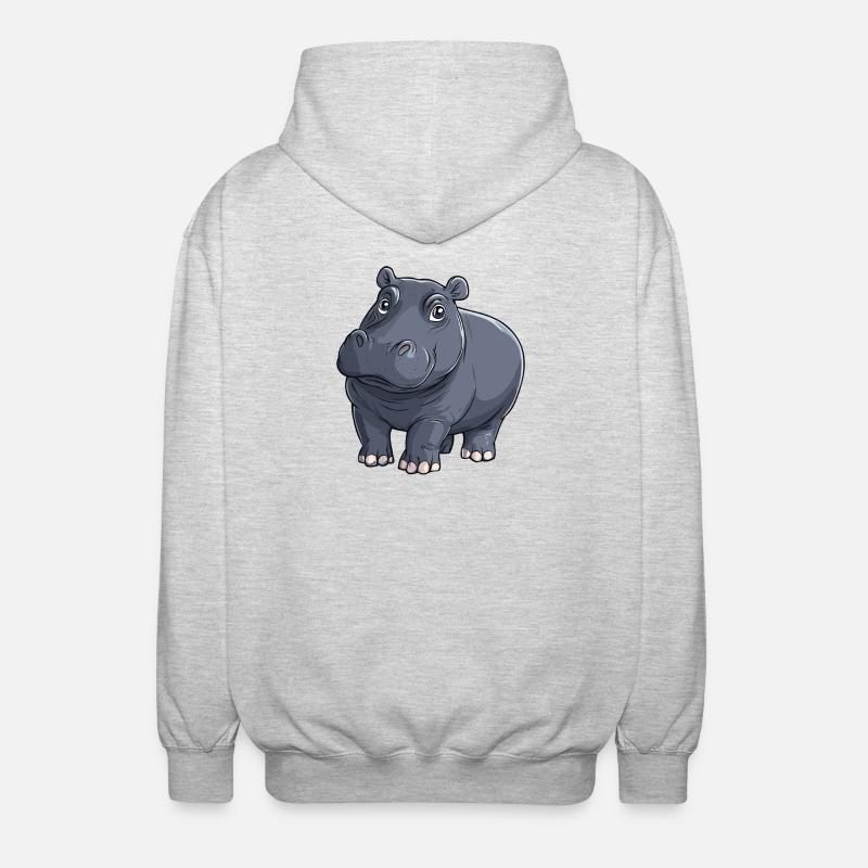 Hippo Nilpferd Illustration - Unisex Kapuzenjacke - Hellgrau meliert