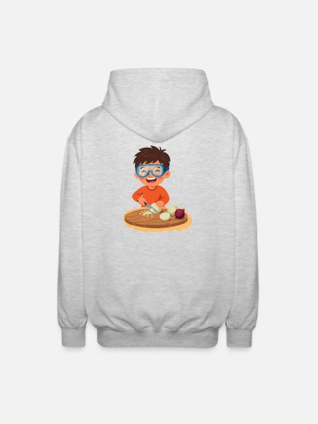 Child Cuts Onions Smart - Unisex Hooded Jacket - light heather grey