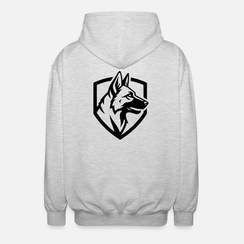 German Shepherd Crest Shield Security - Unisex Hooded Jacket - light heather grey