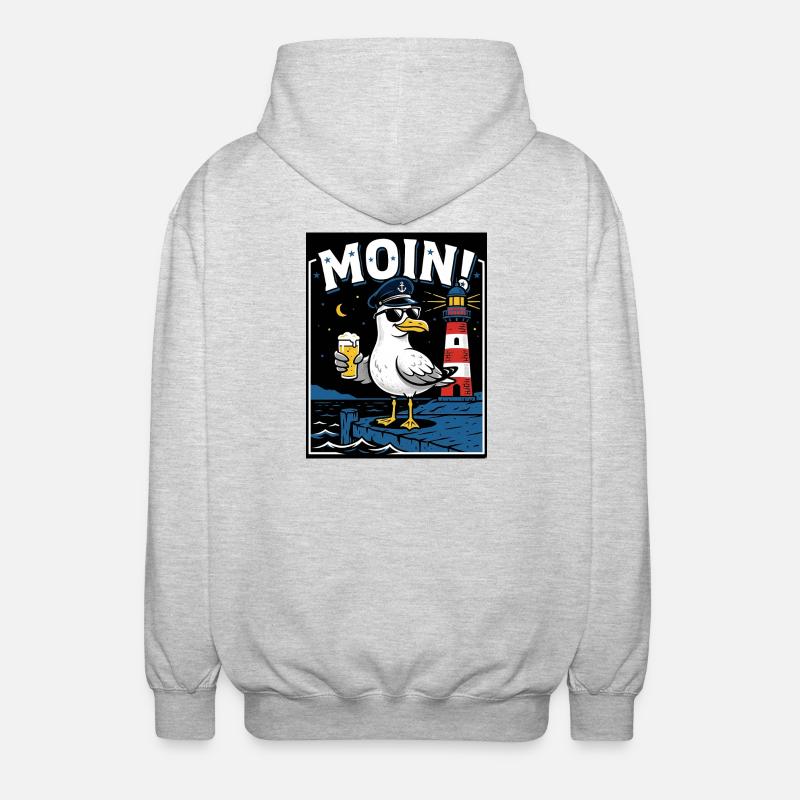 Küste Kneipe Möwe Bier - Unisex Kapuzenjacke - Hellgrau meliert