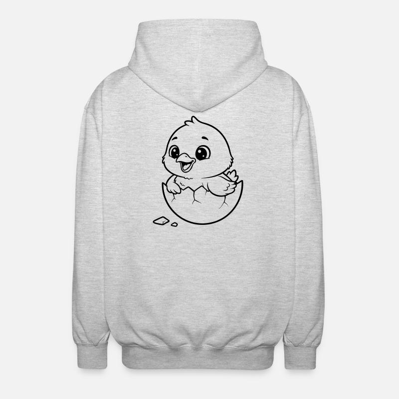 Cute Chick Hatching from Egg - Unisex Hooded Jacket - light heather grey
