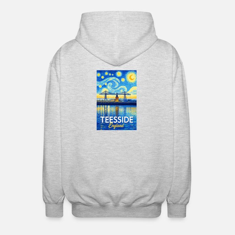 Pont néon de Teesside en Angleterre - Veste à capuche unisexe - gris clair chiné