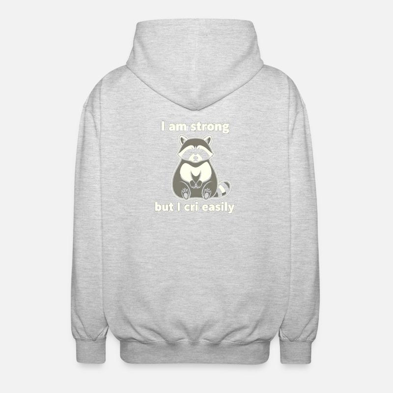 Raton laveur fort – pleure facilement - Veste à capuche unisexe - gris clair chiné