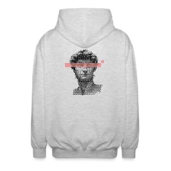 Digital David Michelangelo Pixel-Design - Unisex Kapuzenjacke - Hellgrau meliert - Hinten - AI Model Male 185 light (185cm)