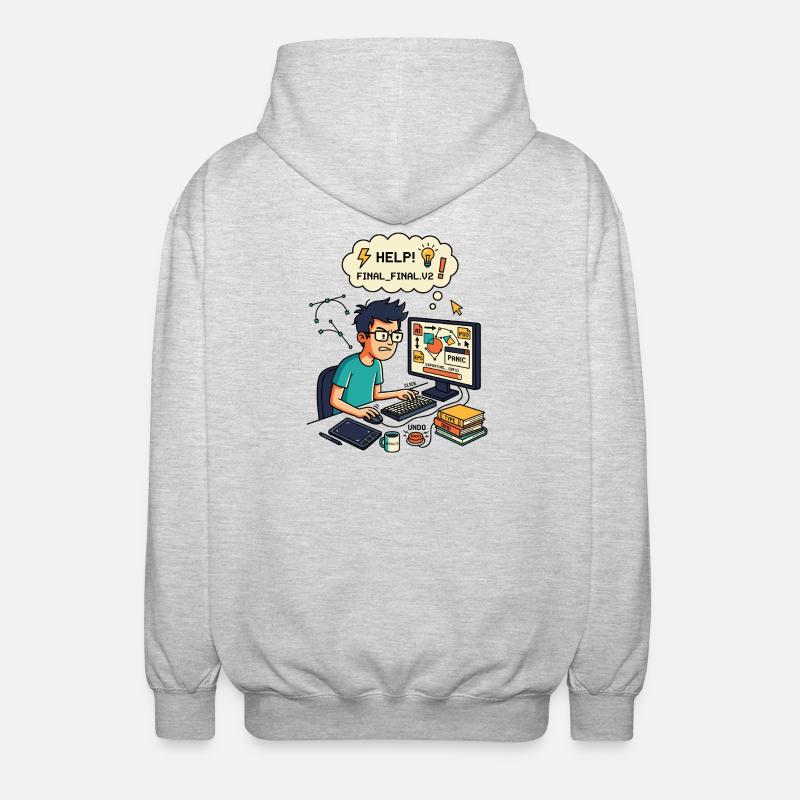 Graphic Designer Chaos Export Panic - Unisex Kapuzenjacke - Hellgrau meliert