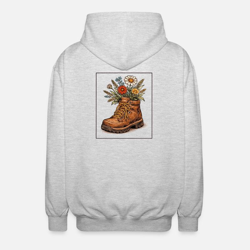 Bouquet de fleurs sauvages Boot Blooms - Veste à capuche unisexe - gris clair chiné