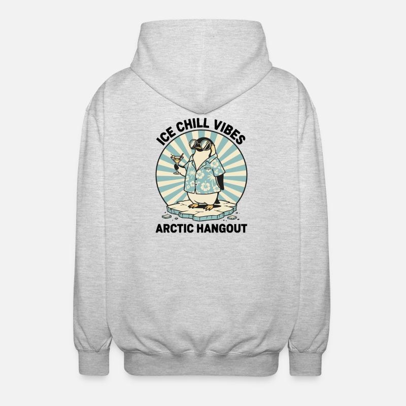 Pingouin Cocktail Rétro "IceChill Vibes" - Veste à capuche unisexe - gris clair chiné