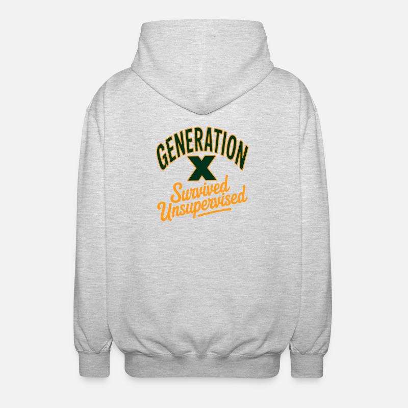 Generation X Survived Unsupervised - Unisex Kapuzenjacke - Hellgrau meliert
