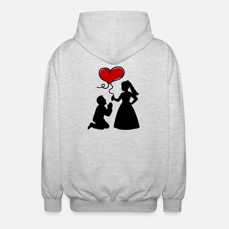 Mariage des mariés - Veste à capuche unisexe - gris clair chiné