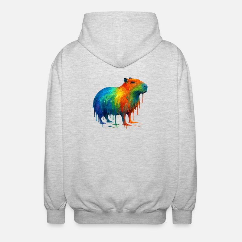 Kapybara i klara färger - Luvjacka unisex - ljusgråmelerad