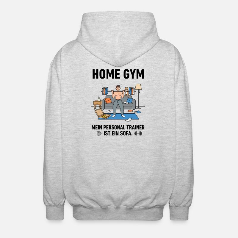 Heimtraining Chaos mit Katze - Unisex Kapuzenjacke - Hellgrau meliert