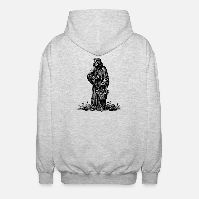 Todesfigur Osterkorb Versteckte Eier Gras - Unisex Kapuzenjacke - Hellgrau meliert